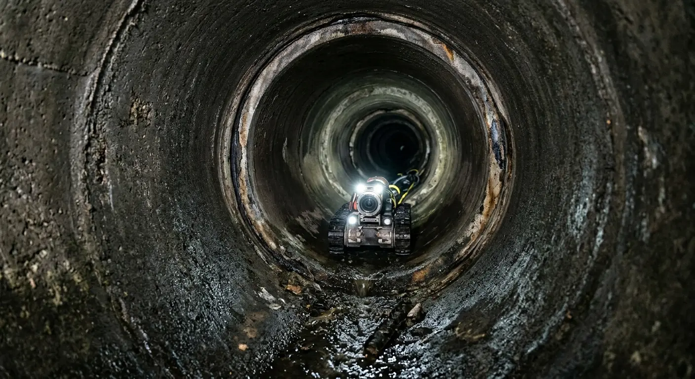 Robotic sewer camera inspecting pipe interior for Drain Snake Service in Pismo Beach